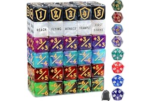 TINZUM 68 Pieces MTG Dice Counters Set, Plus 1 Life Counter Ability Keyword Shield Token with Spindown Dice & D20 for MTG, Magic Cards Gaming Accessories