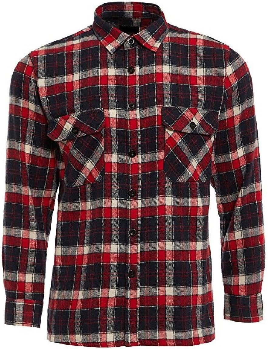 HuntaDealMens Shirt Long Sleeved Flannel Brushed Cotton | Checked Check Lumberjack Work Warm Casual Work Outdoor Shirt