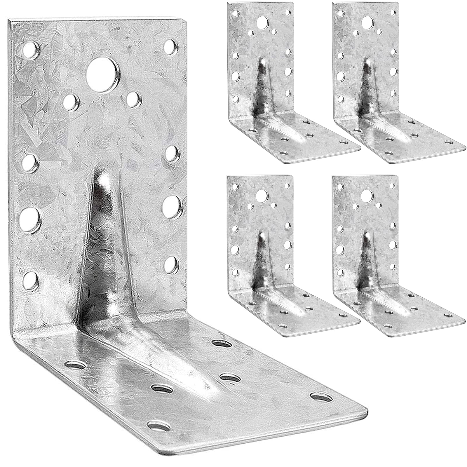 ASelected Pack of 15 Heavy Duty Right Angle Joist Connectors with Beading 90 x 60 x 60mm Reinforced Wide Galvanised Metal Corner Brace Timber Brackets Plates for Wood
