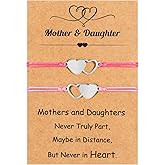 EOBOH Christmas Gifts for Mom, Christmas Bracelets Adjustable Hearts Mother Daughter with Card, Love Mothers Day Gifts for Grandma Daughter Accessories