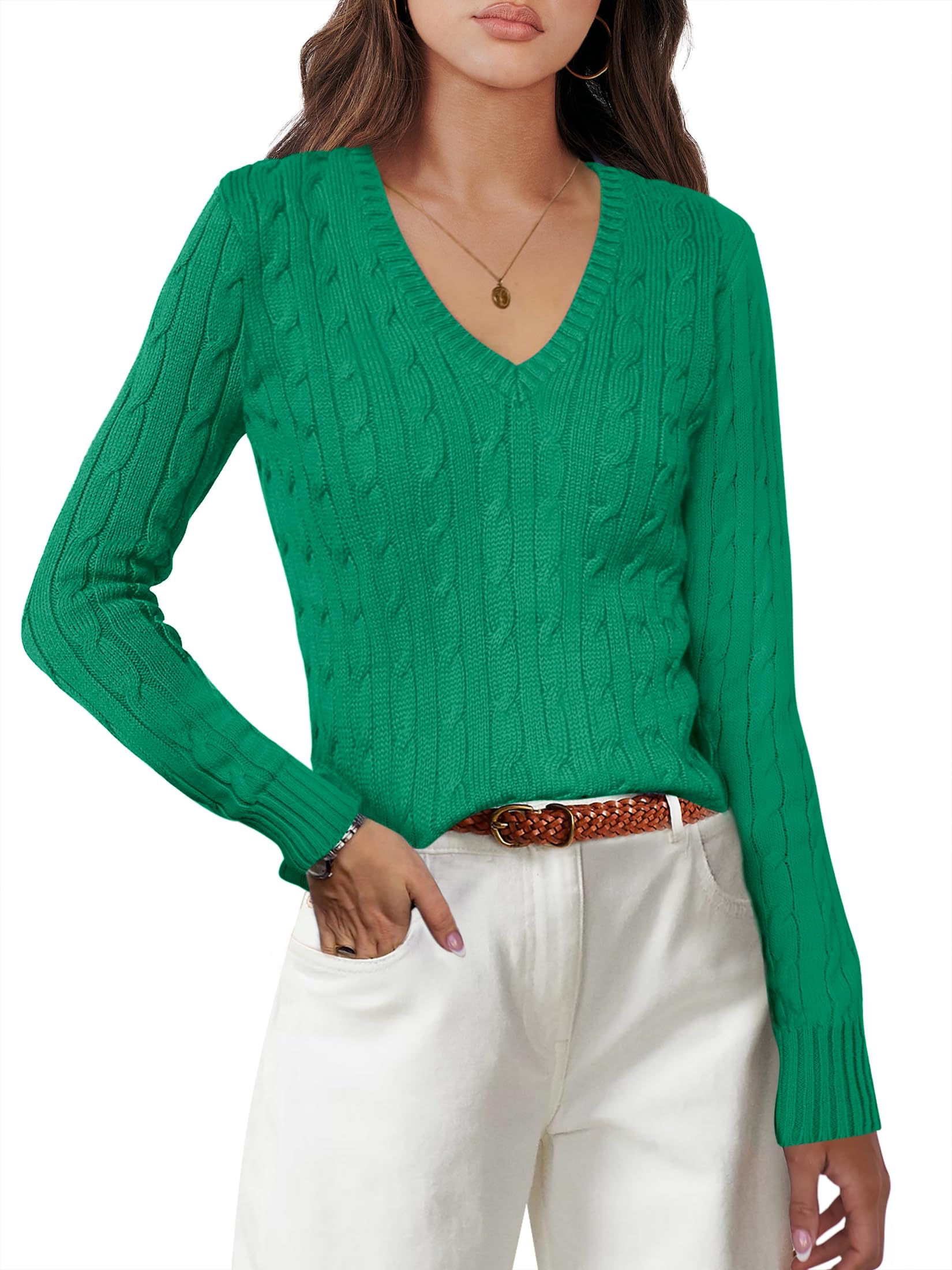 ANRABESS Womens Long Sleeve Cable Knit Sweater 2025
