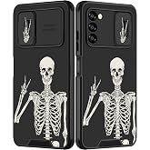 Goocrux for Samsung Galaxy A03S Case Skeleton Skull Women Girls Cute Gothic Phone Cover Cool Horror Design Goth Aesthetic with Slide Camera Cover Funny Spooky Cases for Galaxy A03S 5G 6.5''