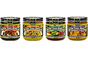 Better Than Bouillon Variety Pack: Roasted Beef, Roasted Chicken, Seasoned Vegetable, Roasted Garlic Bases 8oz (1 Each, 4 Pack)