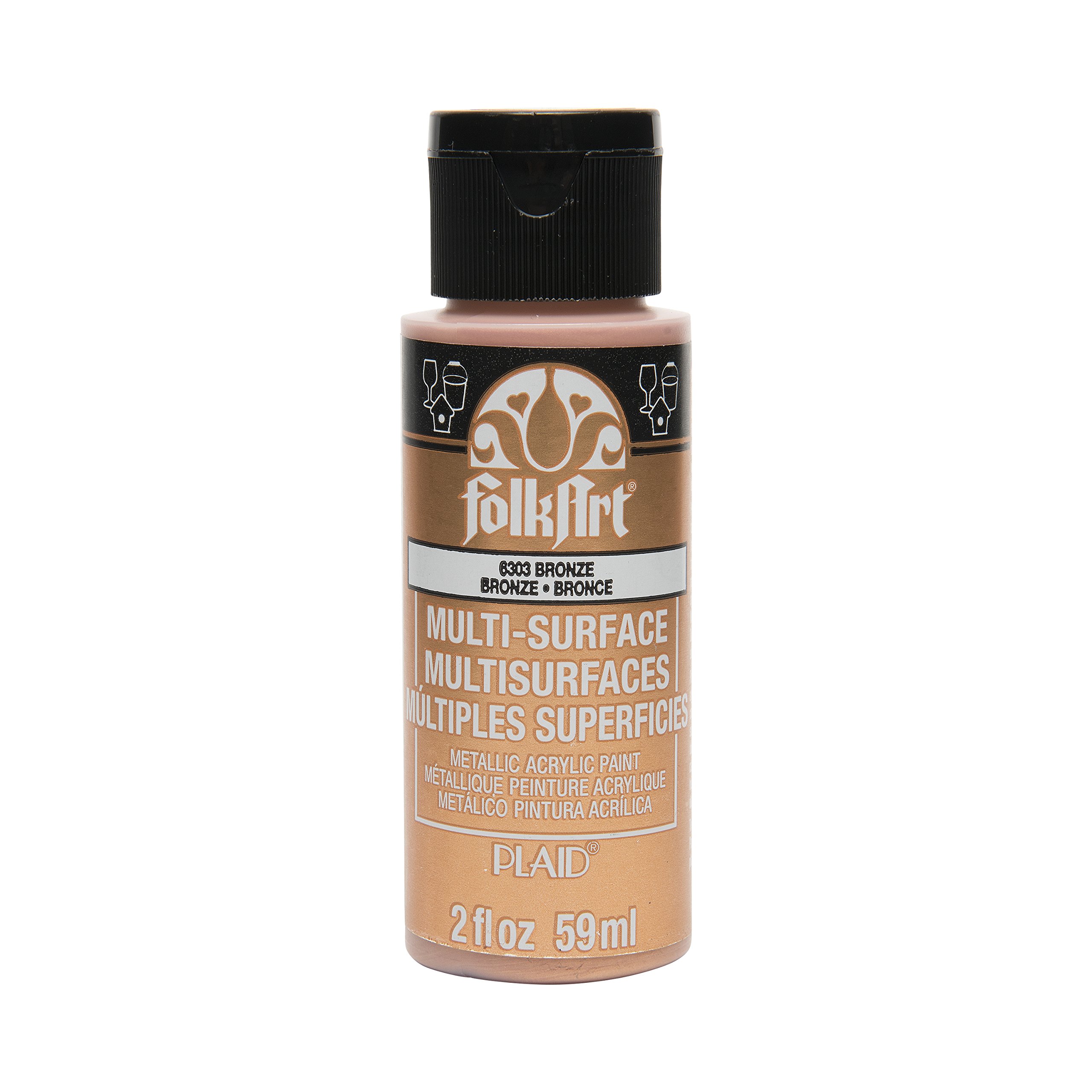 Photo 1 of FolkArt Multi-Surface Metallic Paint in Assorted Colors (2 oz), Metallic Bronze