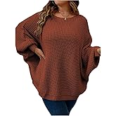 SOLY HUX Women's Plus Size Oversized Sweater Fall Fashion Crewneck Long Sleeve Casual Pullover Tops