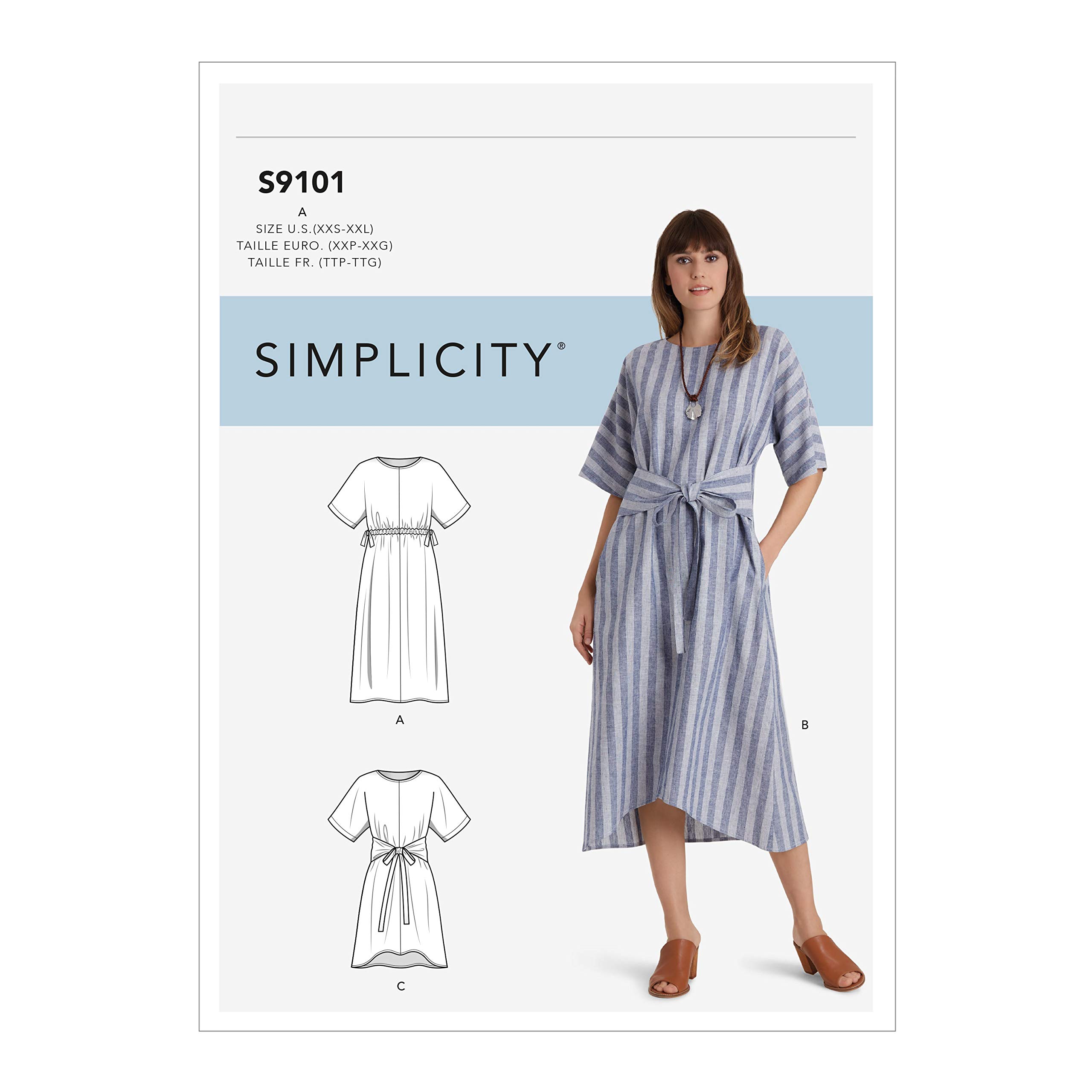 Simplicity Sewing Pattern SS9101A Misses' Pullover Dresses in Two Lengths