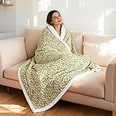 Electric Heated Blanket Full Size 72"x84", Ultra-Soft Plush with Overheat Protection, 9 Adjustable Heat Settings & 10-Hour Auto-Off Timer, Fast Heating for Winter Comfort, Green White Leopard Print