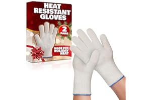 KETAR 2 Pairs Heat Resistant Gloves for Grilling - 9.5 Inch Durable Aramid Oven Gloves with Fingers - Full Hand Protection, Functionality, Easy to Use, Multipurpose for Baking, Roasting, Frying, and More