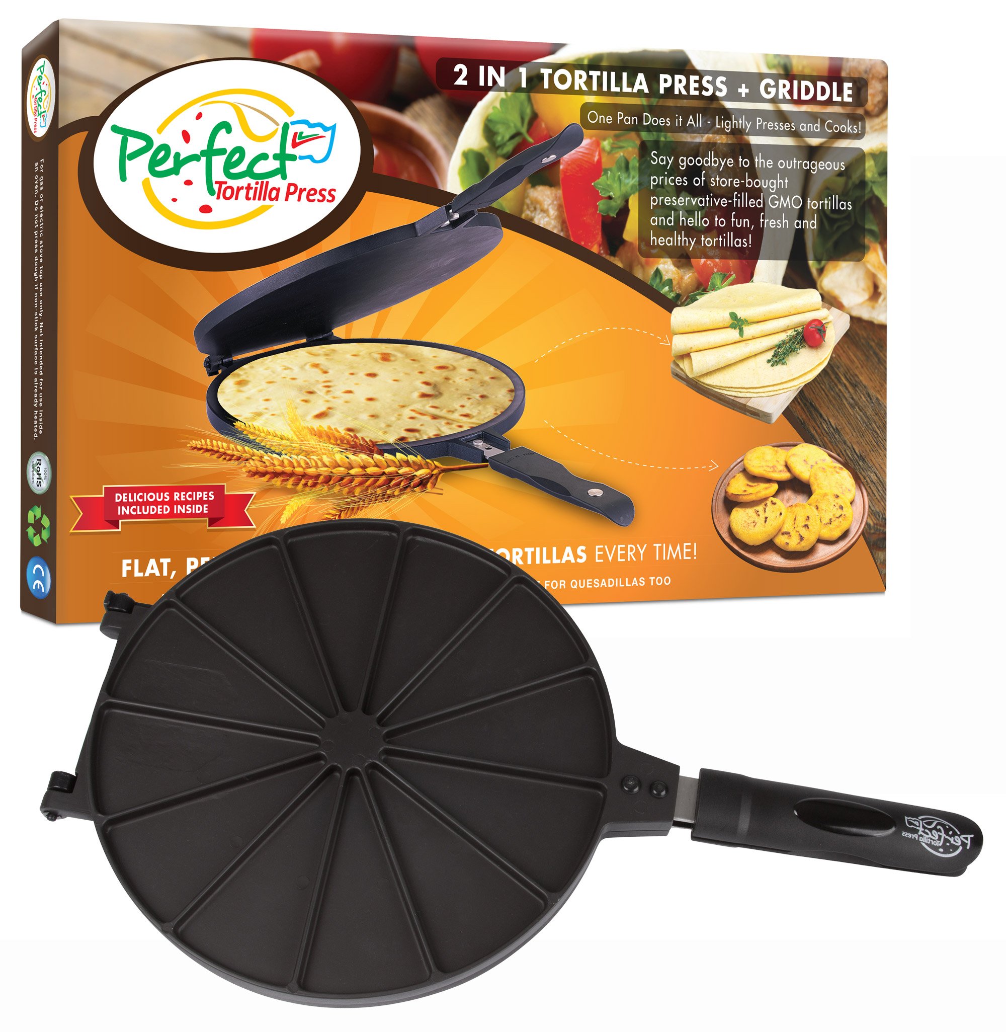 Perfect Tortilla Press and Maker 2n1 Tortilla Machine Dough Smasher