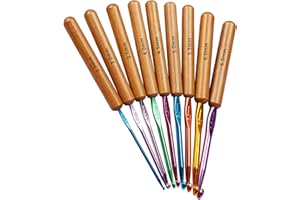 Coopay Bamboo Crochet Hooks Comfort Grip, 6.7" Crochet Kit Longer Aluminum Shaft Crochet Needles for Crocheting, Ergonomic Knitting Hooks Set for Crochet Yarn Craft, Premium Knitting Crochet Supplies