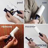 Korbond Lint Roller 35 Sheets Pet Hair Remover for Clothes Furniture Carpets view 2