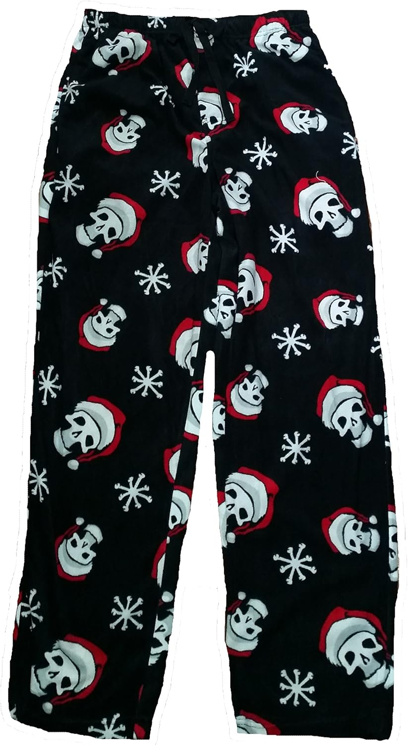 Christmas Skulls with Santa Hats Fleece Graphic Sleep Lounge Pants
