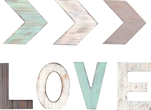 Amazon Com Rustic Wood Love Three Arrow Decor Signs Home Decor