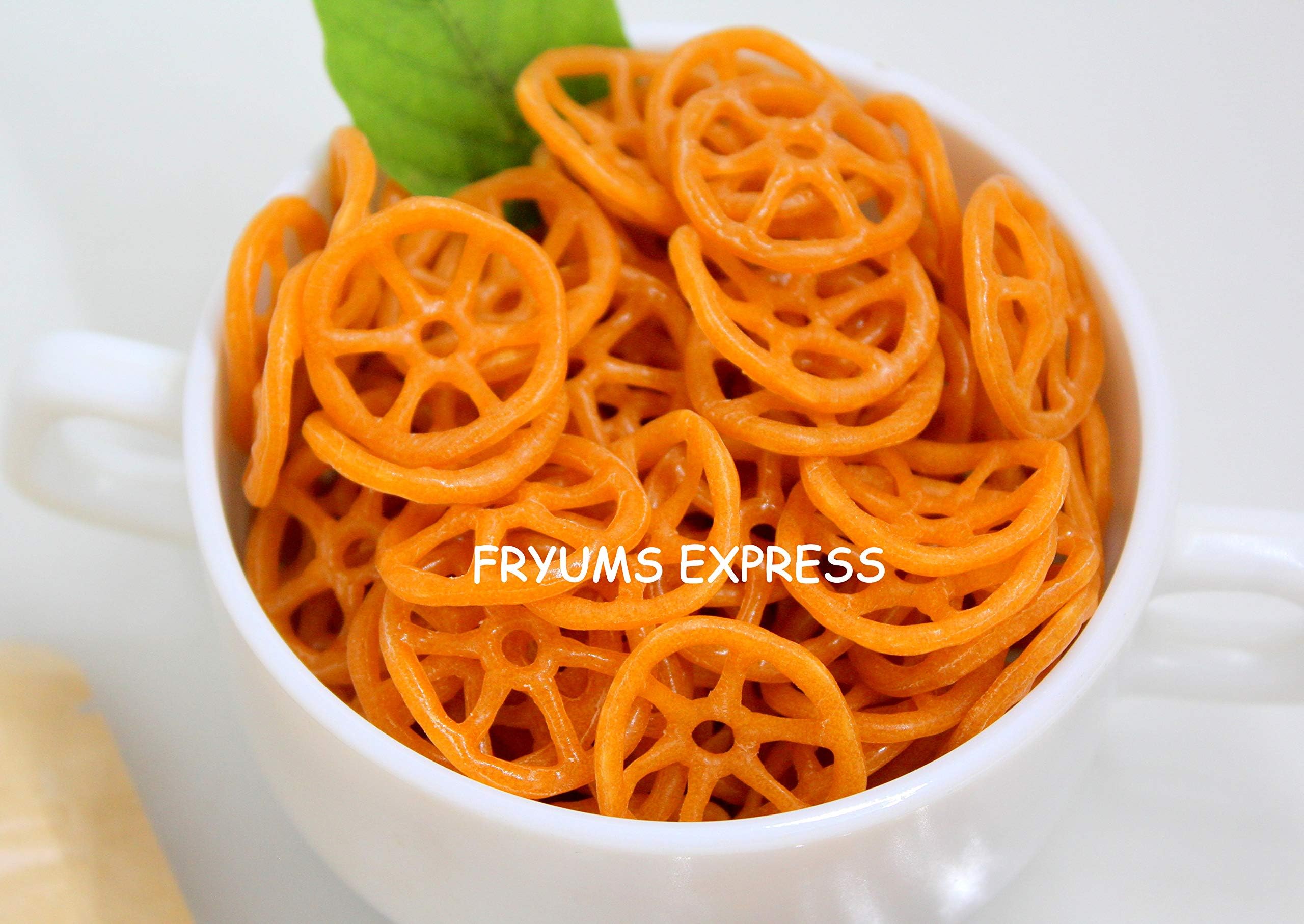 Fryie Express Spicy Orange Wheels with Chat Masala, 325g. Fryums papad chips snacks ready to cook air fry or microwave