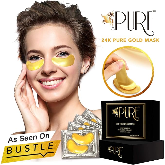 LA PURE 24K Gold Eye Treatment Mask Eye Masks for Dark Circles, Anti
