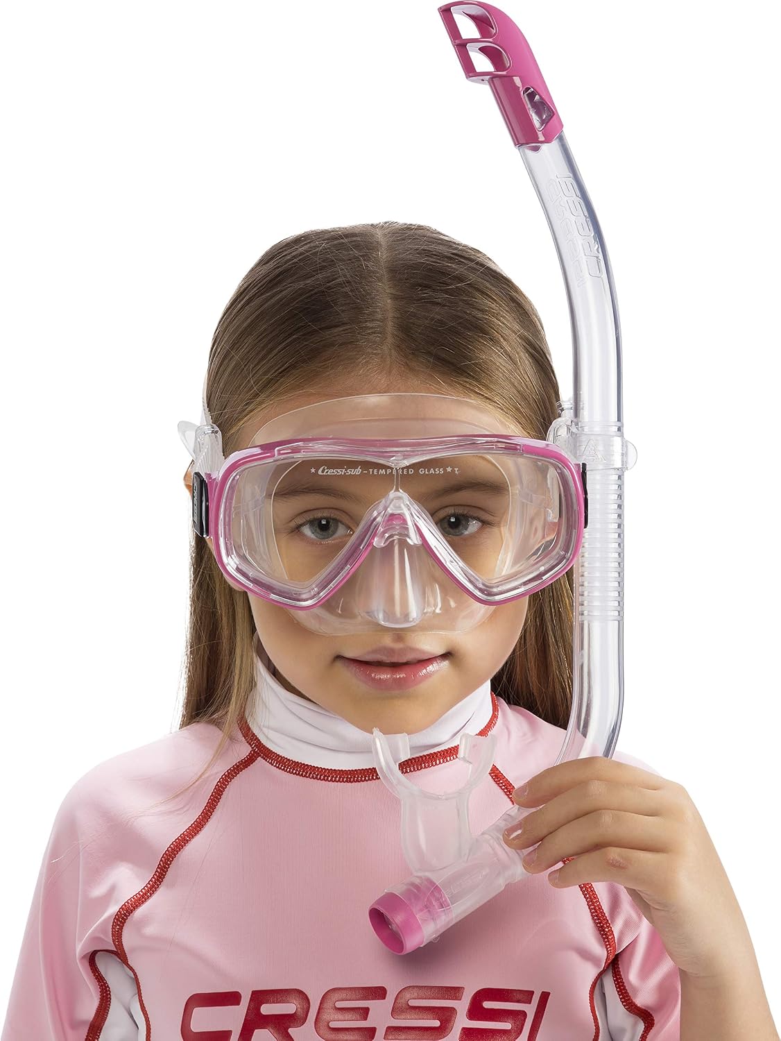 CRESSI Ondina Jr + Top Combo - Combo Set Diving Mask Ondina and Snorkel Top, Clear/Pink, 7/13 years, Kid Unisex - Image 5