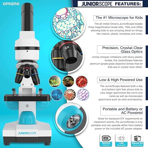 Amazon Com Juniorscope Microscope For Kids Microscope Science Kits For Kids Science Experiment Kits Toys Games