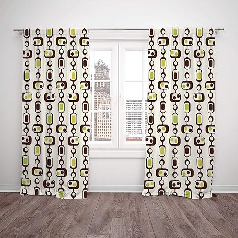 Thermal Insulated Blackout Window Curtain Geometric Old Fashioned