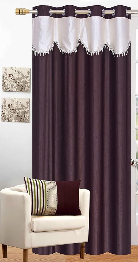 Buy Honey Traders Cream Dark Brown Color Plain Eyelet Lace Window