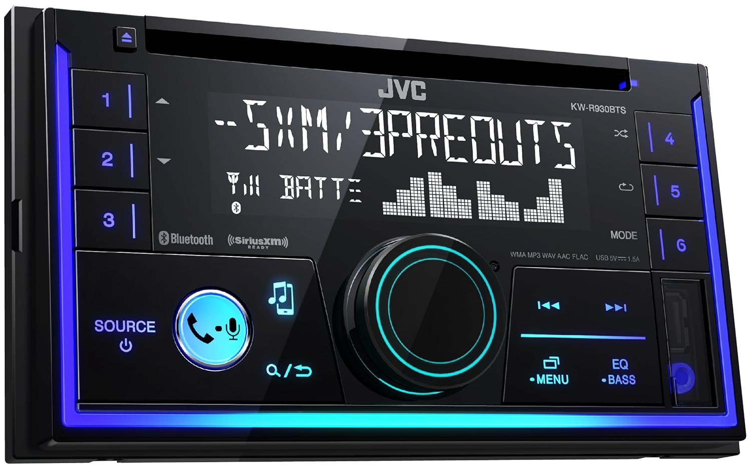 Amazon.com: JVC KW-R930BTS Double DIN Bluetooth in-Dash Car Stereo,  SiriusXM Tuner Included: Cell Phones & Accessories
