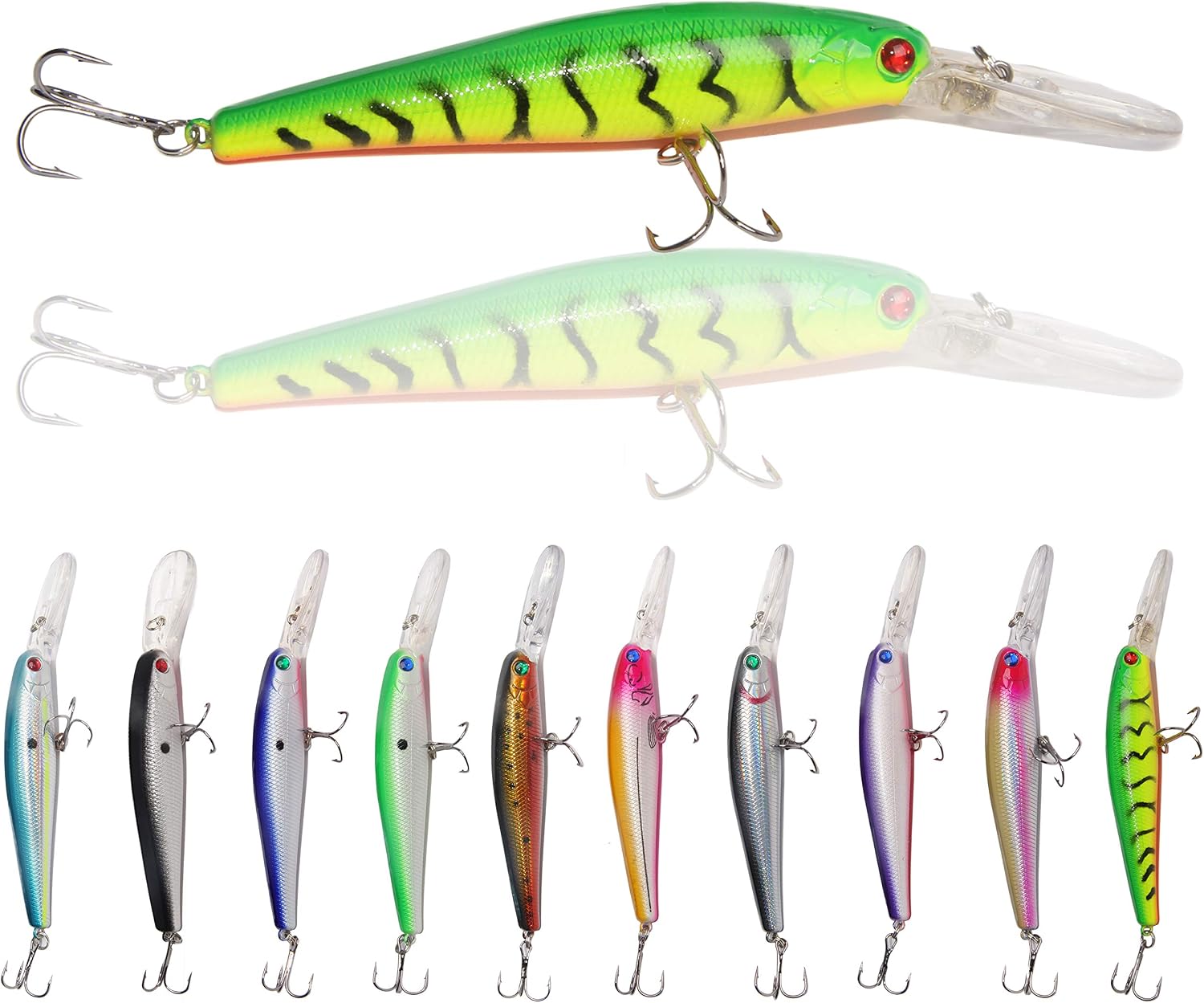 10pcs/lot Hard Minnow Lure Baits 3D Fishing Eyes Topwater Floating Life-like Swimbait Fishing Lures Bass Crankbait Tackle