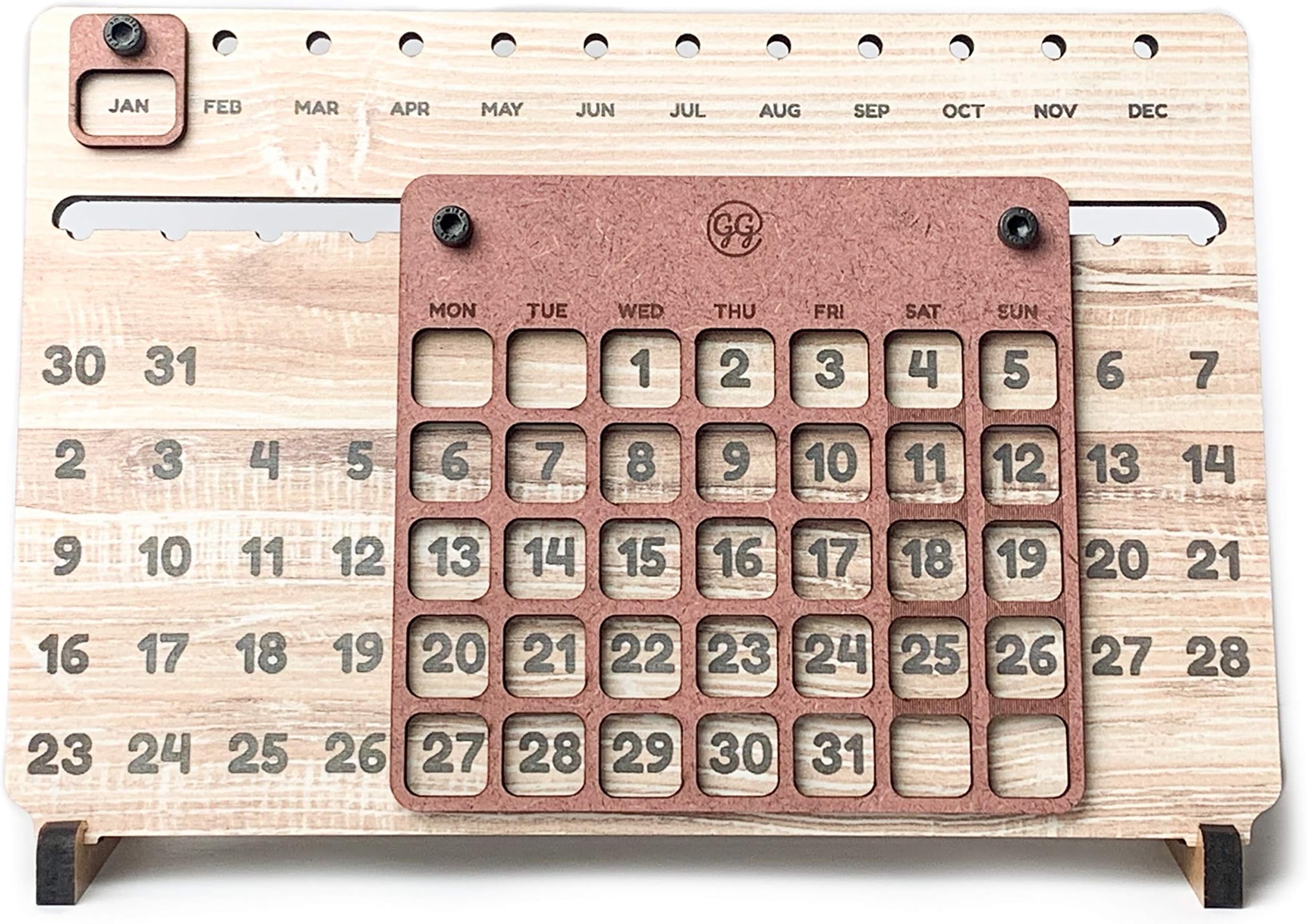 Galliard Games Perpetual Calendar, Wooden, Rectangular, Desktop (260mm x 175mm); Size L