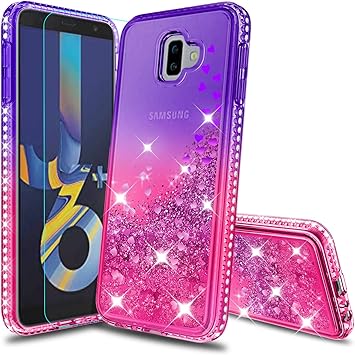 Amazon.com: Atump J6 Prime Case,Galaxy J6 Plus Case, Galaxy J6+ Case, Fun Glitter Liquid Sparkle Diamond Cute TPU Silicone Protective Phone Cover Case for Samsung Galaxy J6+ Purple/Rose: Electronics
