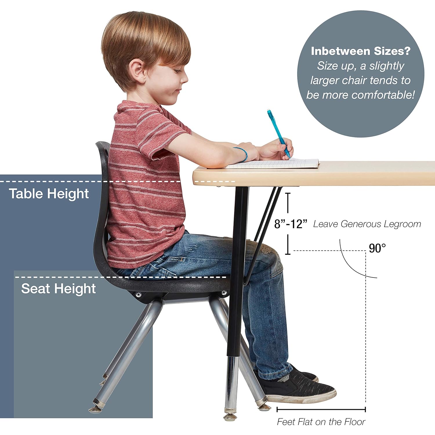 FDP 12" Contour School Stacking Student Chair, Ergonomic Molded Seat Shell with Powder Coated Silver Frame and Swivel Leg Glides; for in-Home Learning or Classroom - Navy/Powder Blue (4-Piece): Industrial & Scientific