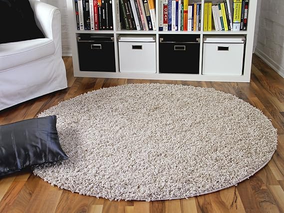 Aloha Hochflor Langflor Shaggy Teppich Beige Rund - Sofort Lieferbar in 4 Größen