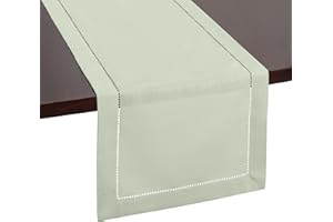 Brio Trends Sage Green Table Runner, with Hemstitch - Perfect Easter Table Runner for Spring Decor, Easter Decor, Farmhouse Decor, Rustic Kitchen Decorations - Camino de Mesa (14 x 54 Inches Long)