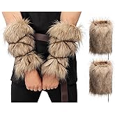 PROCOS Medieval Faux Fur Warmer Arm Wrap Fuzzy Cover Artificial Fur Barbarian Wrist Band Arm Guards for Halloween Costumes