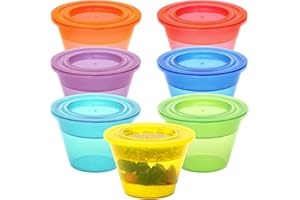 Youngever 7 Sets Reusable Parfait Cups With Lids and Inserts, Plastic Dessert and Yogurt Cups, Spill and Leak Proof (Small 4 Ounce)