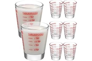MALUGOGO 8pcs Glass Measuring Cups Set 30ml Small Graduated Cups for Baking Espresso Milk Measurement