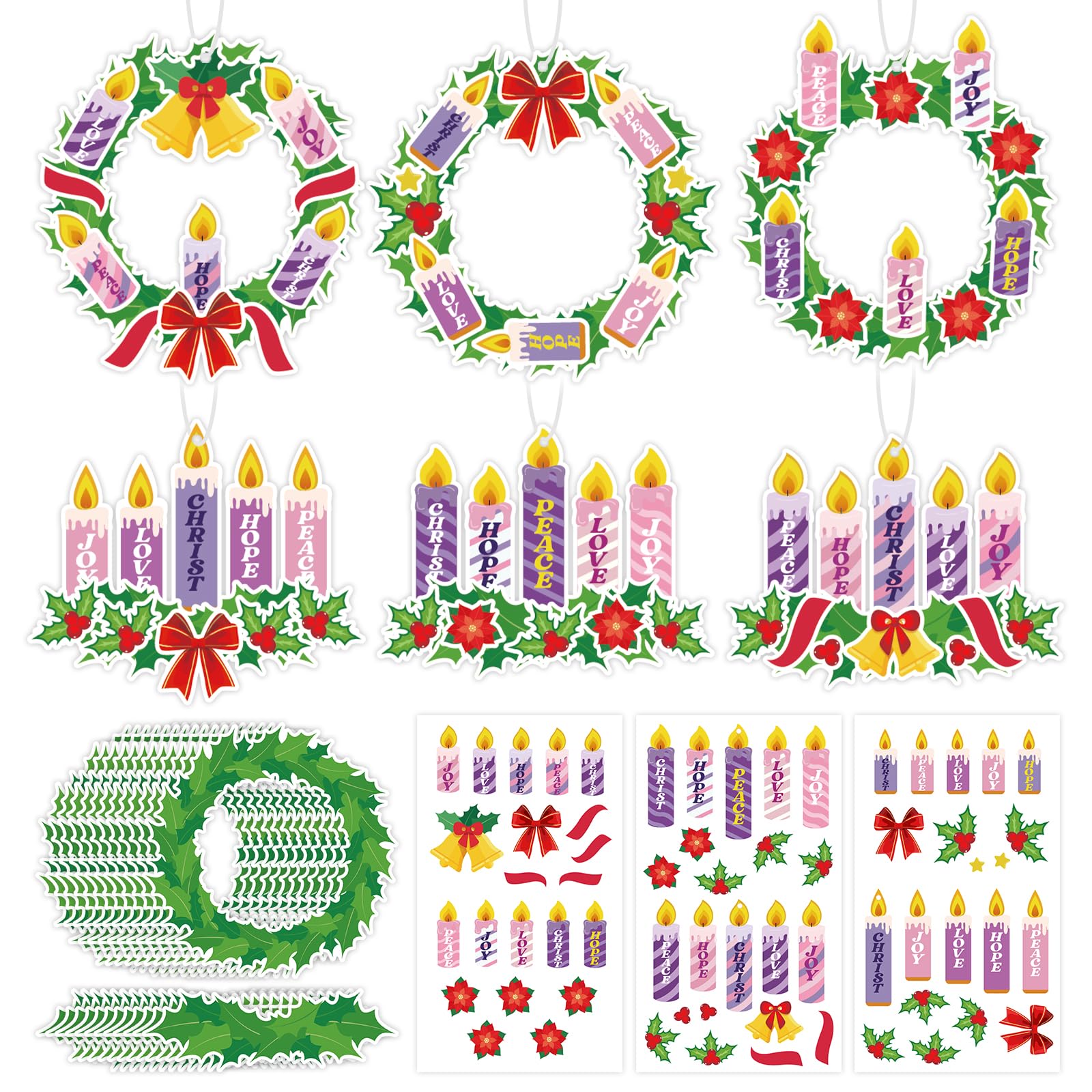 Photo 1 of 24 Sets Advent Wreath Craft Kit for Kids, DIY Make Your Own Christmas Candle Wreath Craft Activity, Religious Advent Decoration for Home Classroom School Church Family Holiday Crafts