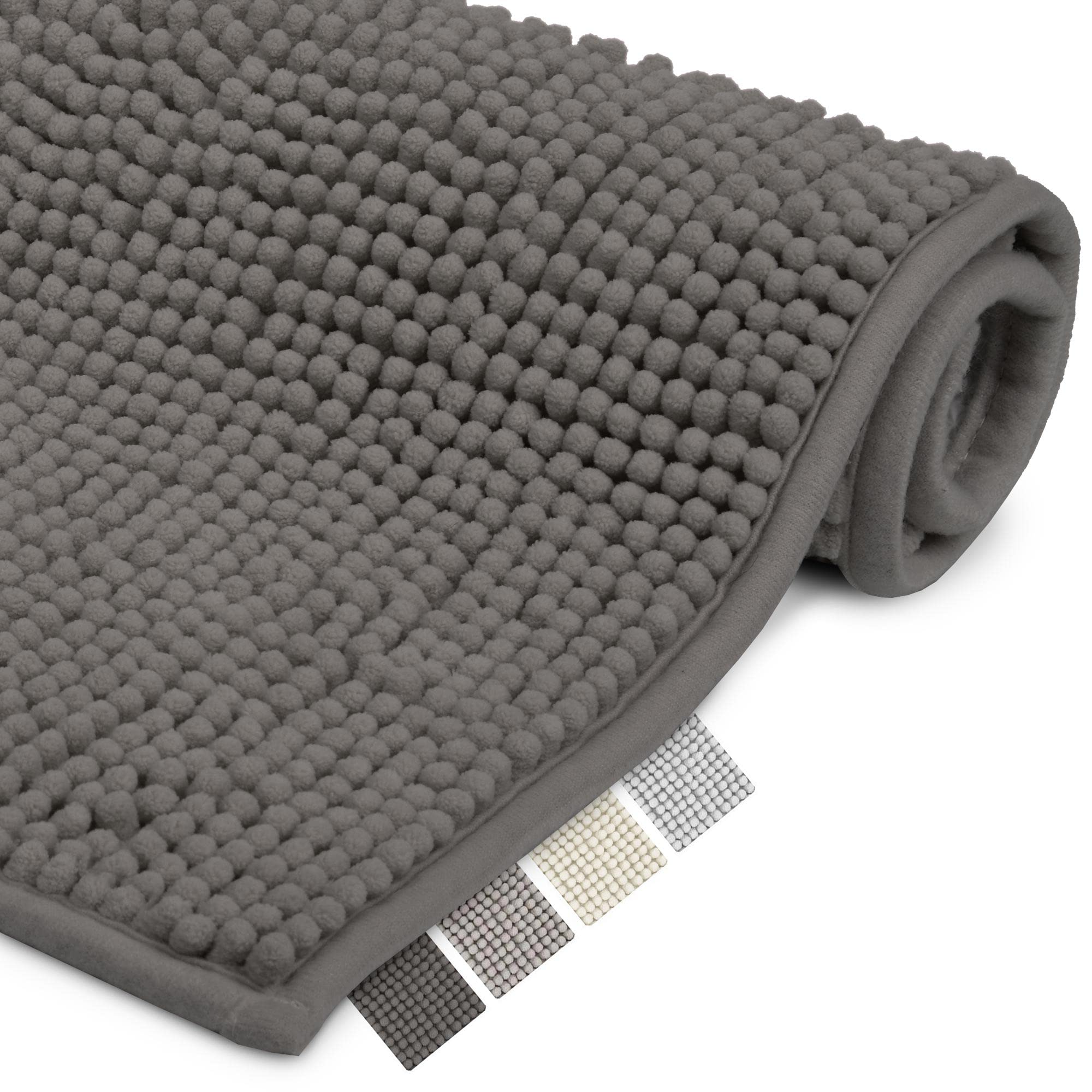 Beautissu Bath Mat 80x50 cm Beaumare WR - Non Slip Shower Floor Mat Soft Bath Rug 100% Microfibre for Shower, Bathtub and Toilette Suitable for Floor Heating in Anthracite