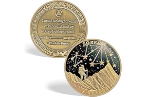CHURYUML 3 Year Sobriety Coin - Three Year Sober Chip with Mountain and Starry Sky Design, Non-Religious AA Coins Recovery Medallions Sobriety Gifts for Women & Men Celebrating Sober Milestones
