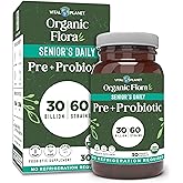 Vital Planet - Organic Flora Probiotics for Senior’s, Daily Shelf Stable Probiotic 30 Billion CFU, 60 Diverse Strains, with Organic Prebiotics, for Immune Support and Digestive Health 30 Capsules