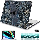 Mektron for MacBook Air 13 Case A1466/A1369 (2010-2017 Release), Snap-on Plastic Hard Shell Cover for MacBook Air 13.3 inch with Keyboard Cover, Dahlia Flower C035