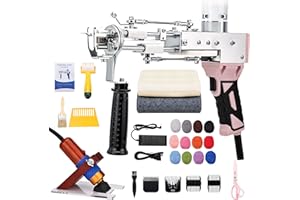 zowwfast Rug Tufting Gun Starter Kit with Carpet Trimmer, 2 in 1 Cut Pile Loop Pile Rug Tufting Kit, Non-Slip Grip Carpet Tufting Gun Kit with Digital Screen Controls Speed, Rug Maker Machine& Cloth