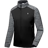 Little Donkey Andy Men's Quick Dry Warm Lightweight Running Jacket Full Zip Thermal Hybrid Thumbholes Golf Track Jacket