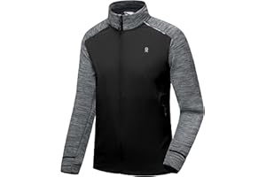 Little Donkey Andy Men's Quick Dry Warm Lightweight Running Jacket Full Zip Thermal Hybrid Thumbholes Golf Track Jacket