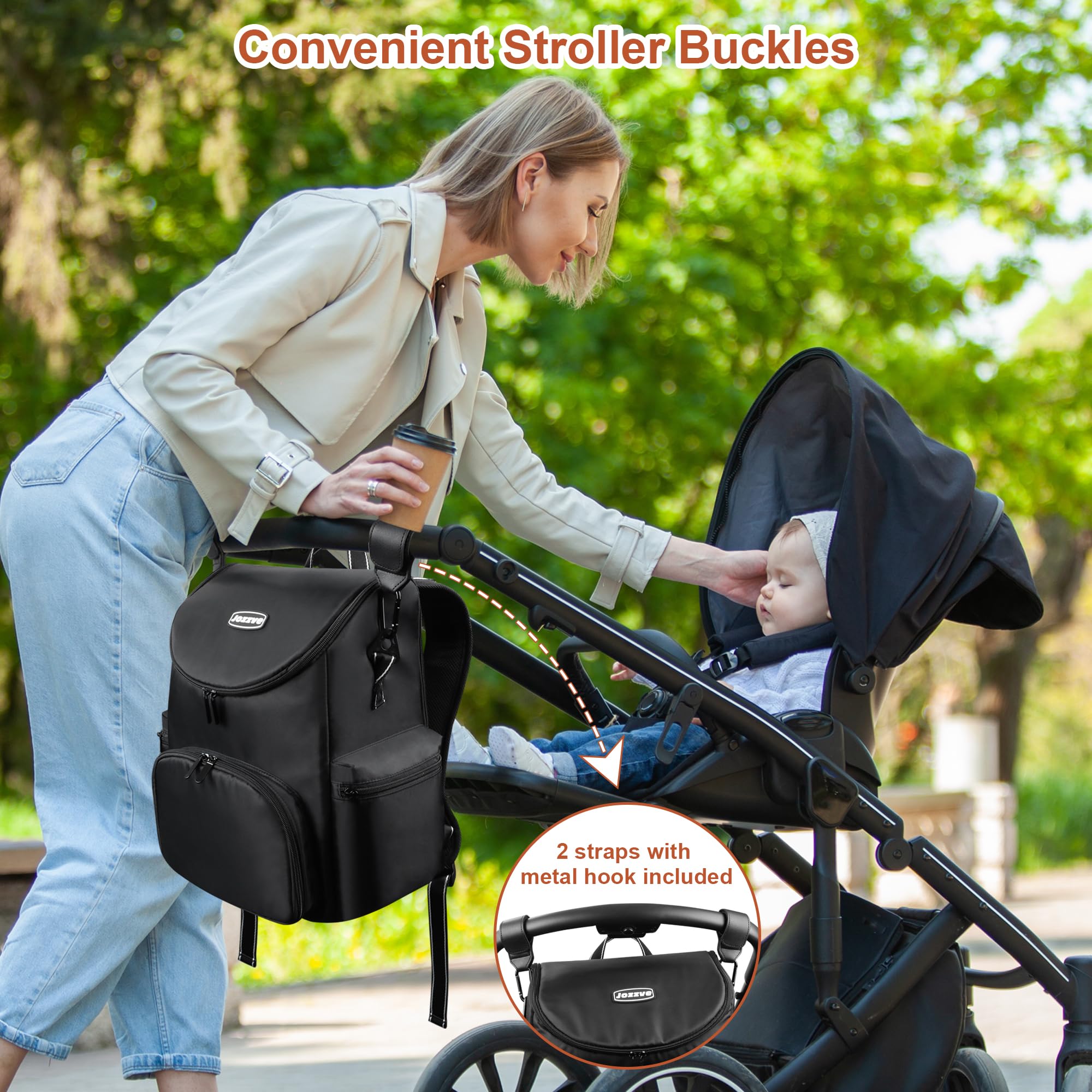 Baby Diaper Bag Backpack, Multifunction Waterproof Travel Diaper Bag with Stroller Straps, Large Capacity Diaper Bag Backpack for Boys Girls - Baby Registry Search Shower Gifts - Black