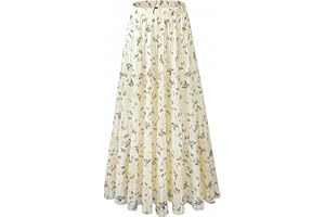 NiPaMi Women's Chiffon White Flowy Maxi Skirts Boho Fall Elastic Waisted Pleated A Line Long Skirt for Women 2025