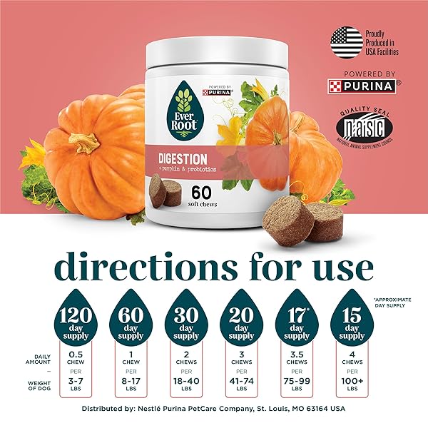EVERROOT BY PURINA DIGESTION DOG SUPPLEMENTS SOFT CHEWS – 10.6 OZ. CANISTER