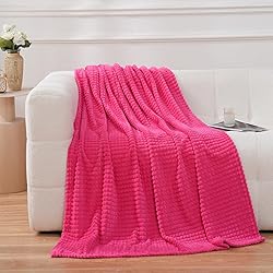 Puncuntex Flannel Fleece Throw Blanket Hot Pink