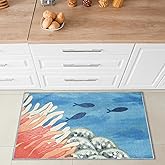 Liora Manne Impressions Indoor Printed Polyester Low Profile Mat - Contemporary Coastal Ocean Colorful (Reef Border Ocean) (1