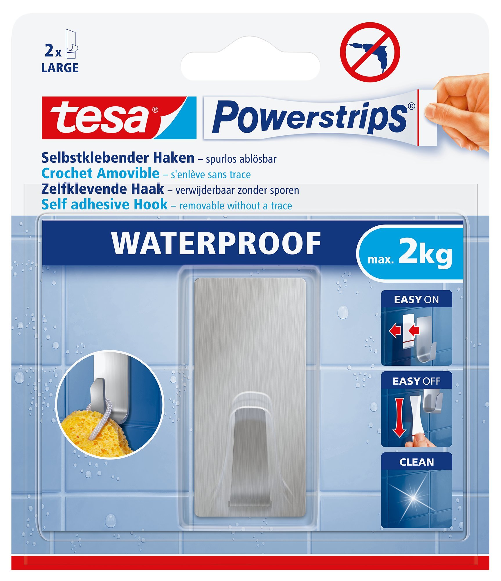 tesa Powerstrips Waterproof Hooks L Metal Rectangular