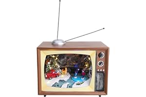 Christmas Concepts® LED Light Up & Musical Battery Operated Christmas Scene Inside Retro Television - 24cm / 9.5"