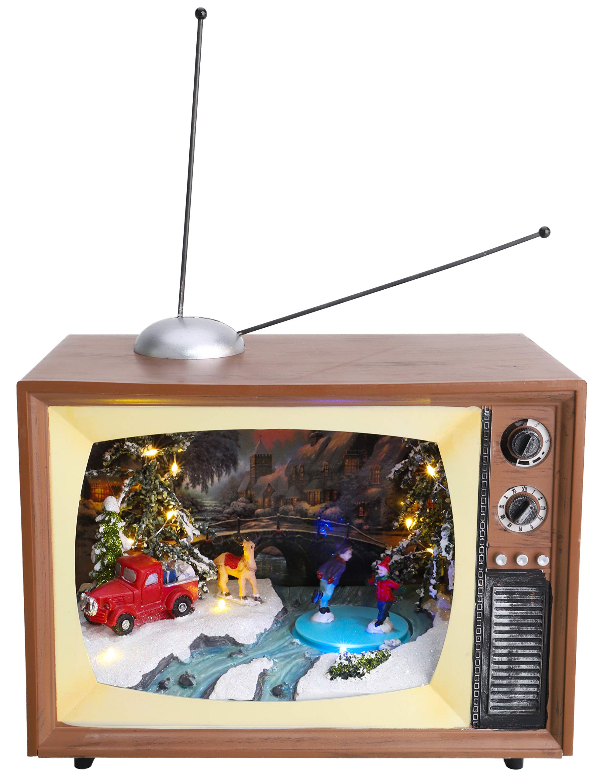 Christmas Concepts® LED Light Up & Musical Battery Operated Christmas Scene Inside Retro Television - 240mm (9.5")