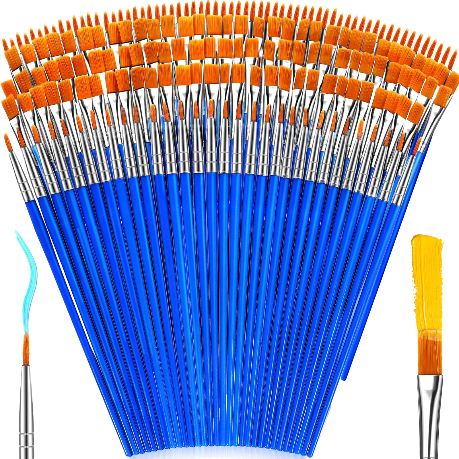 Photo 1 of 162 Pcs Paint Brushes Bulk, Round Flat Tip Acrylic Paint Brushes Set for Kids Classroom Crafts Oil Watercolor Canvases Face Painting Touch Up